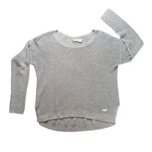 Hollister Sweater Women’s Waffle Knit Long Sleeve High Low Gray size Small